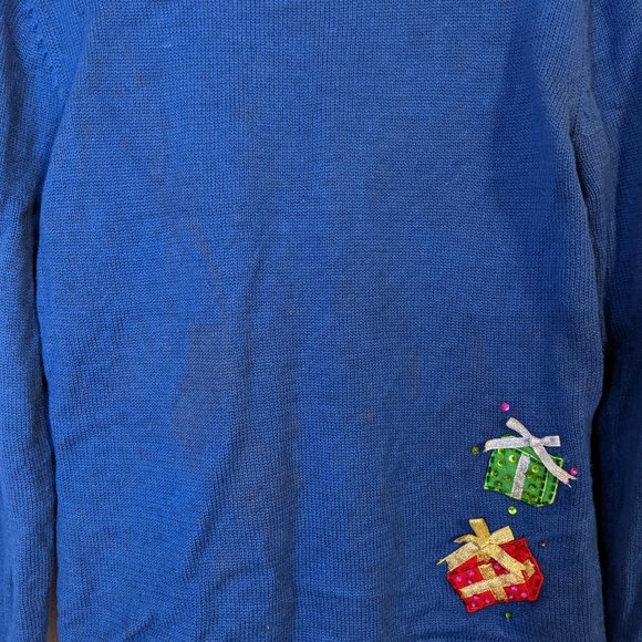 Heirloom Christmas Collection Snowman w/Gifts Beaded Applique Sweater - size L - Picture 9 of 10
